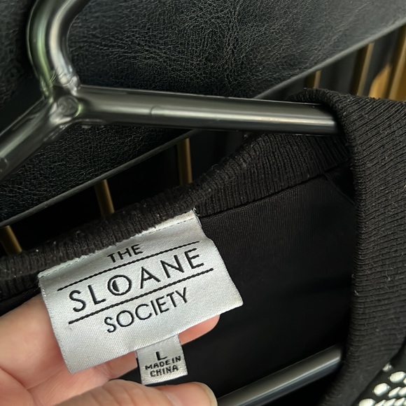 LF Sloane Society black and white polka dotted zip up jacket - Picture 2 of 5